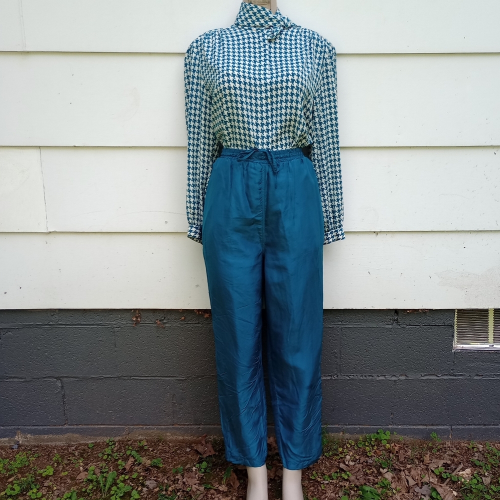 Vintage Teal Silk Pants